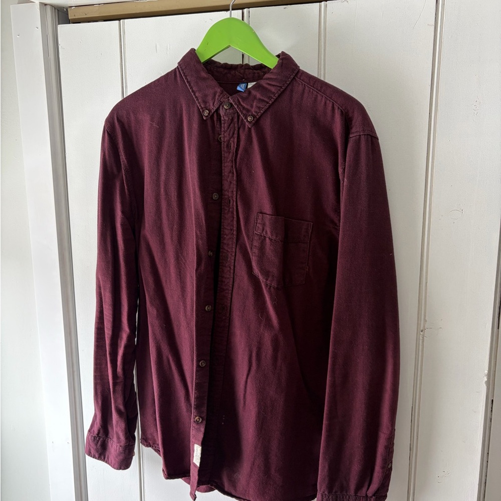 Divided Burgundy Casual Button Down Shirt